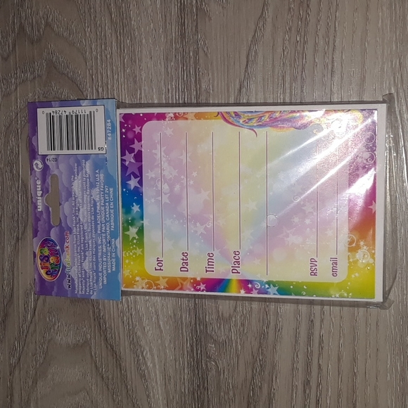 Lisa Frank Rainbow Unicorn Party Invitation Cards 8 Pack - Picture 2 of 2